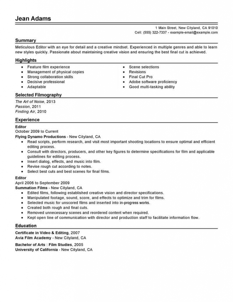 11 Amazing Media &amp; Entertainment Resume Examples | Livecareer