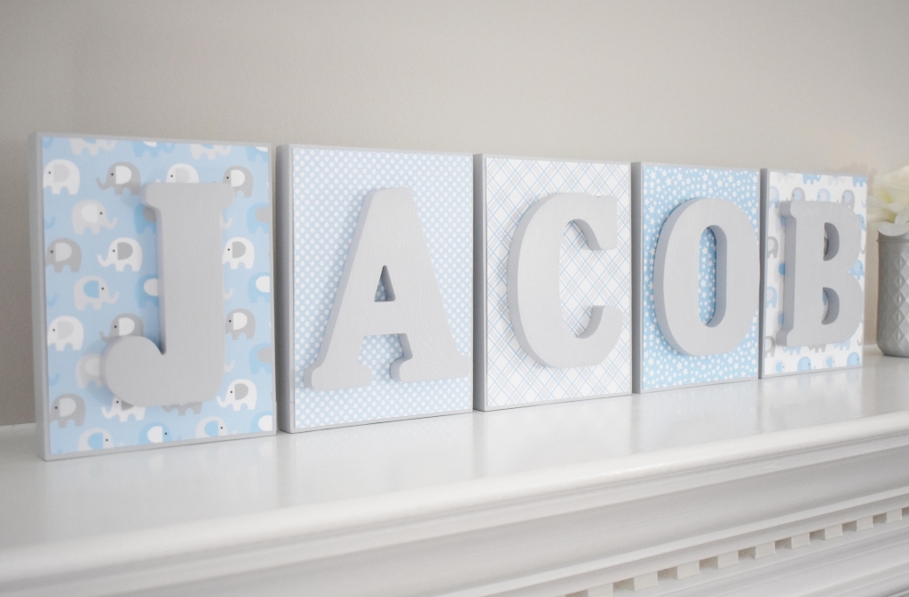 5.5"x7" Standing Baby Name Blocks, Elephant Baby Blocks, Nursery Letters,  Baby Shower Decor, Girl Boy Letters, Name Blocks, Photo Prop