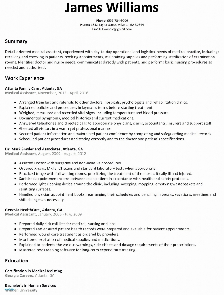 9 Certified Medical Assistant Resume Template Examples - Printable