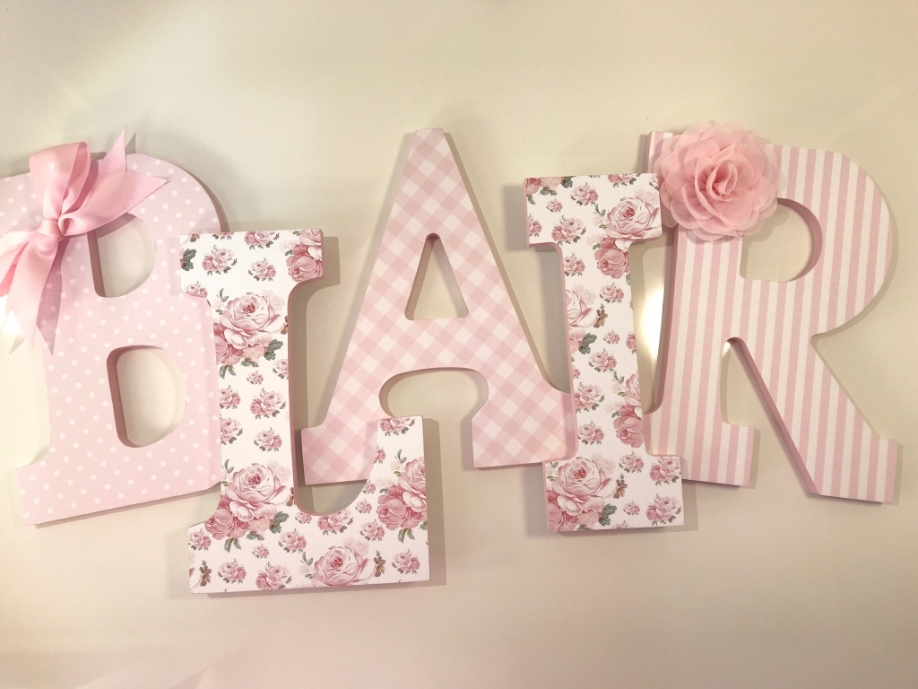 Baby Girls Pink Nursery Letters, Pink Nursery Letters, Pink Wall Letters,  Pink Name Letters, Pink Floral Decor, Baby Girl Baby Shower Letter