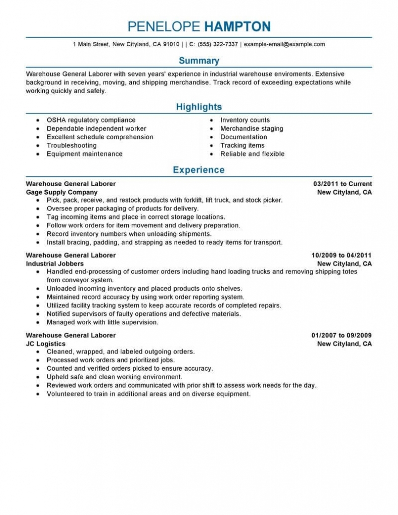 Best General Labor Resume Example | Livecareer