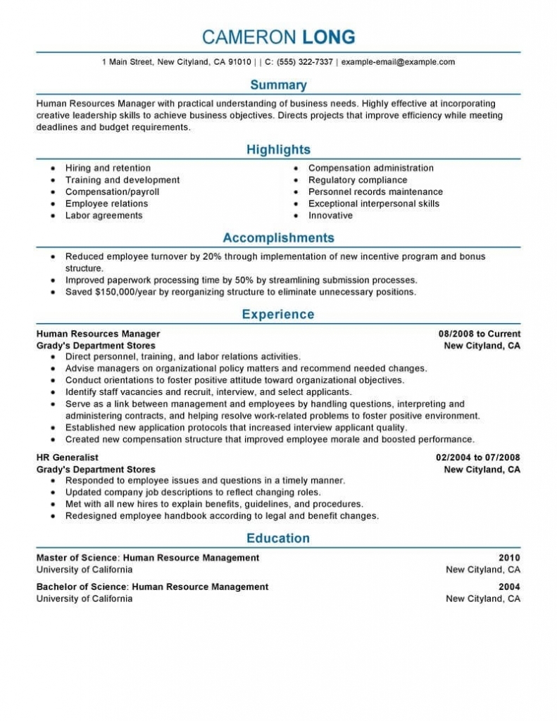 Best Human Resources Manager Resume Example | Livecareer