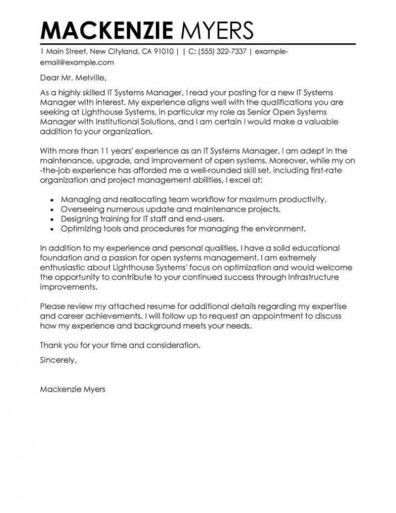 Best It Cover Letter Examples | Livecareer