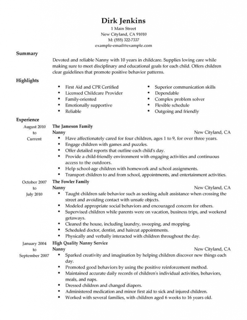Best Nanny Resume Example | Livecareer