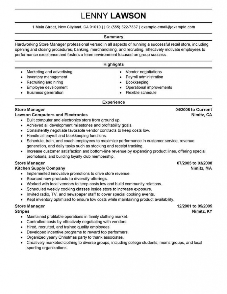 Best Store Manager Resume Example | Livecareer