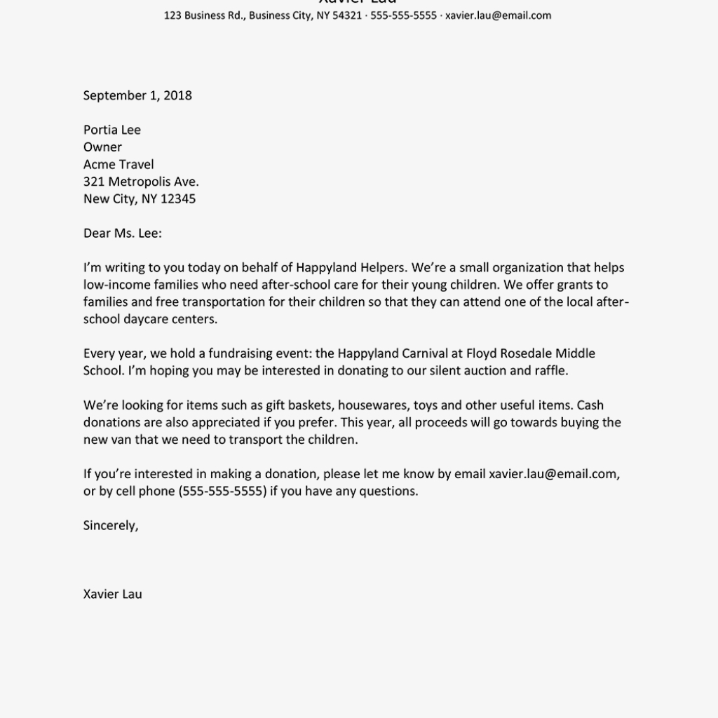 Business Letter Layout Example