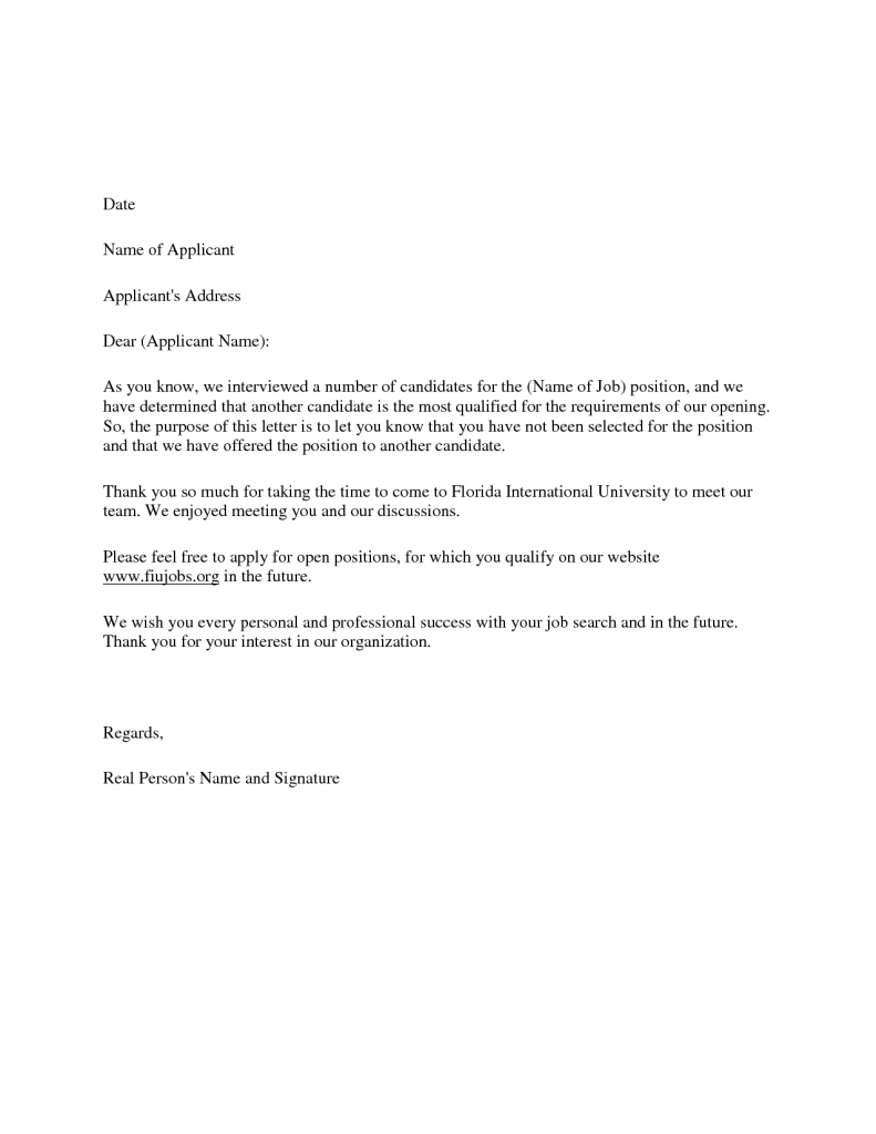 Candidate Decline Letter - Employers Of Choice Send Rejection
