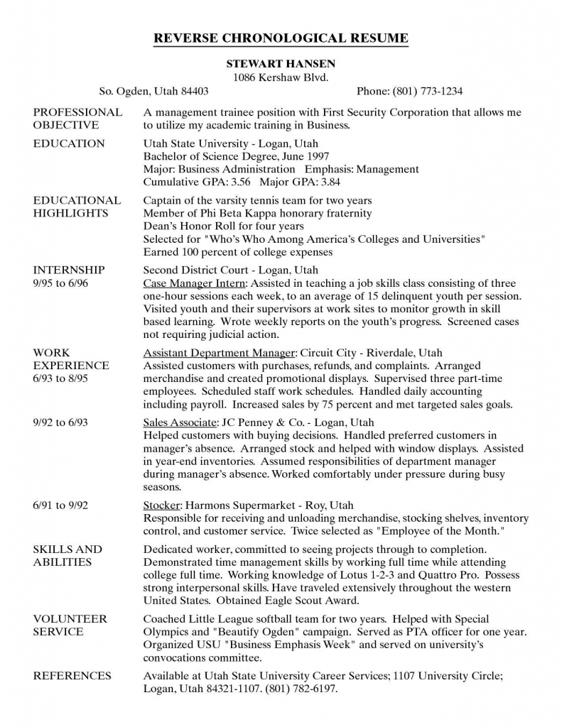Chronological Order Resume Example Dc0364f86 The Reverse