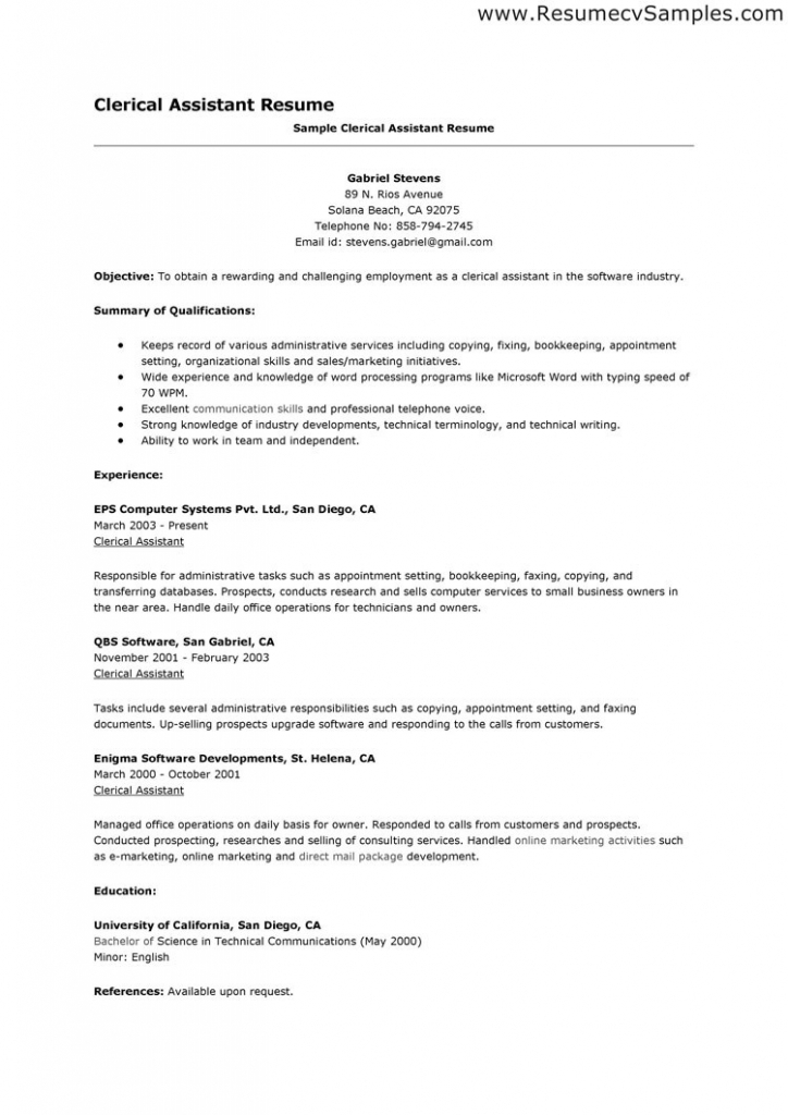Clerical Resume Template Best And Cv Inspiration How To Write A For