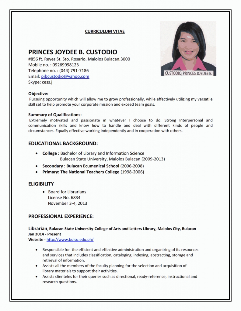 Examples For Job | 3-resume Format | First Job Resume, Job Resume