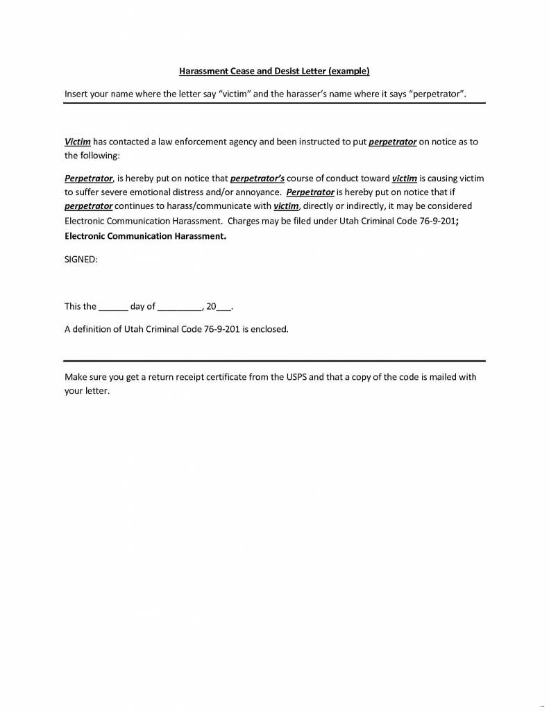 Free Cease And Desist Letter Template For Harassment Samples