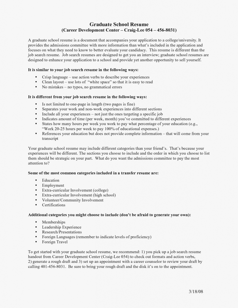 Grad School Resume Examples – Murros