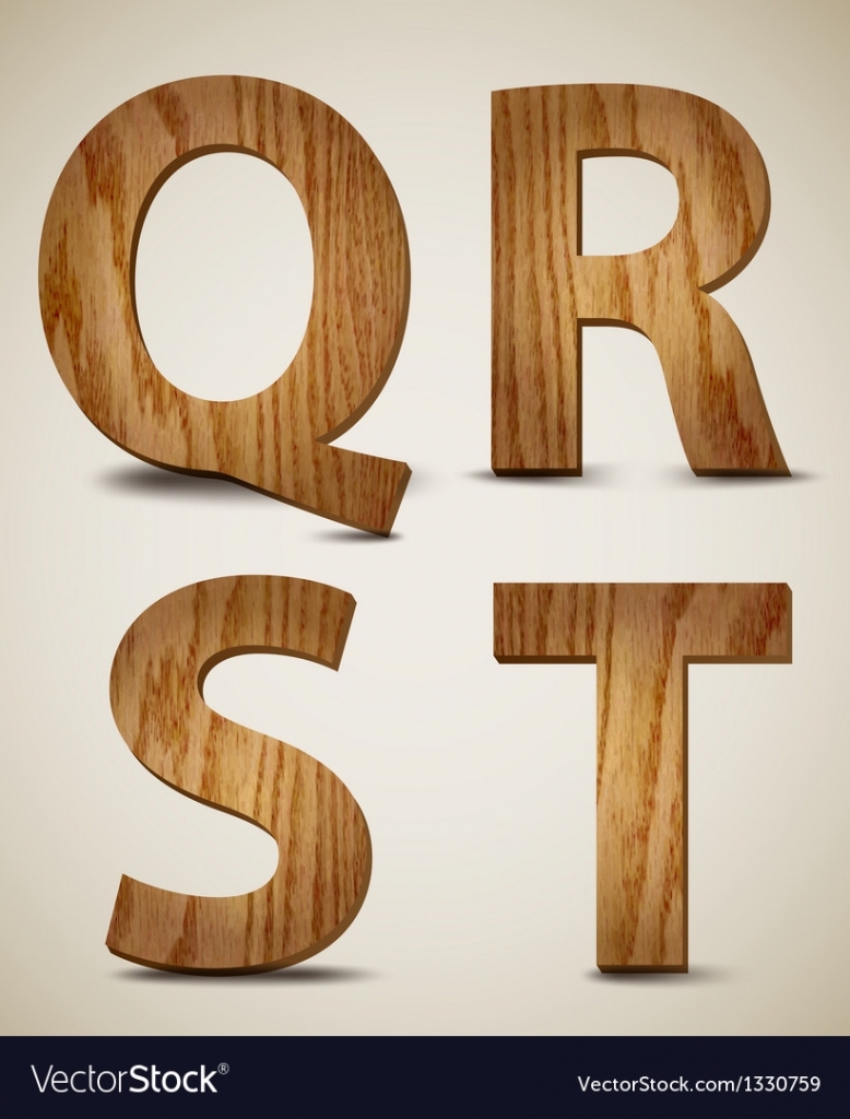 Grunge Wooden Alphabet Letters Q R S T