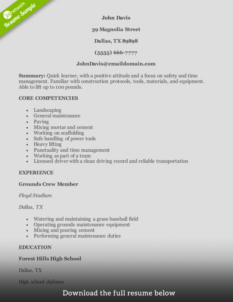 Construction Resume Examples And Samples