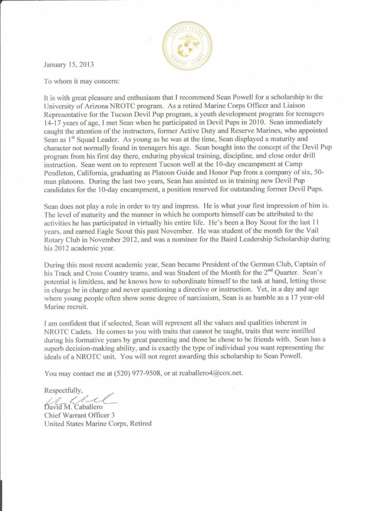 Impressive Military Letter Of Recommendation Template Ideas Warrant