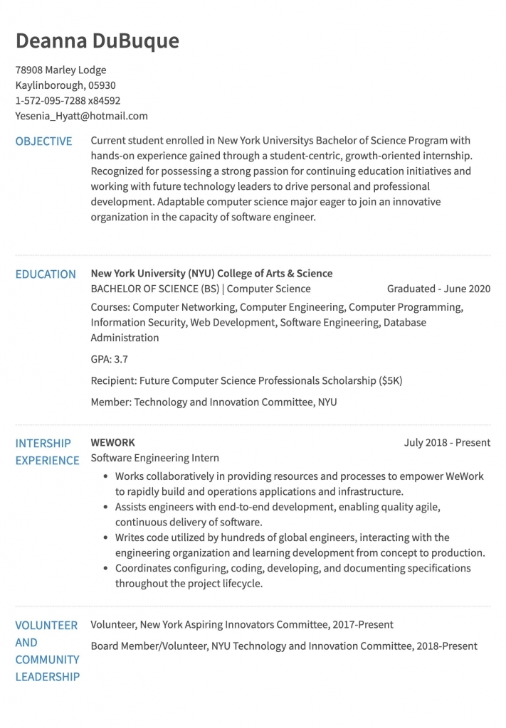 Internship Resume Example | Resume