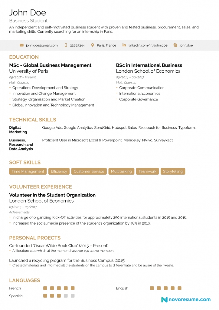 Internship Resume Examples [2019] + Writing Guide