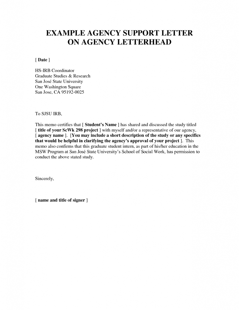 Letter Of Support Template | Gplusnick