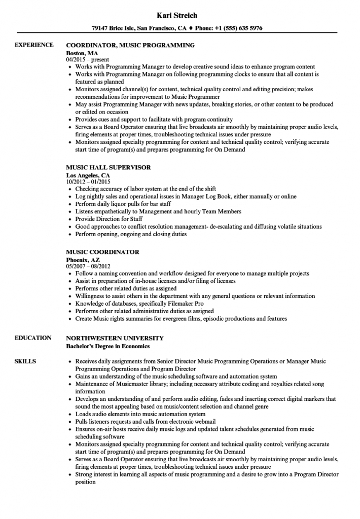 Music Resume Samples | Velvet Jobs