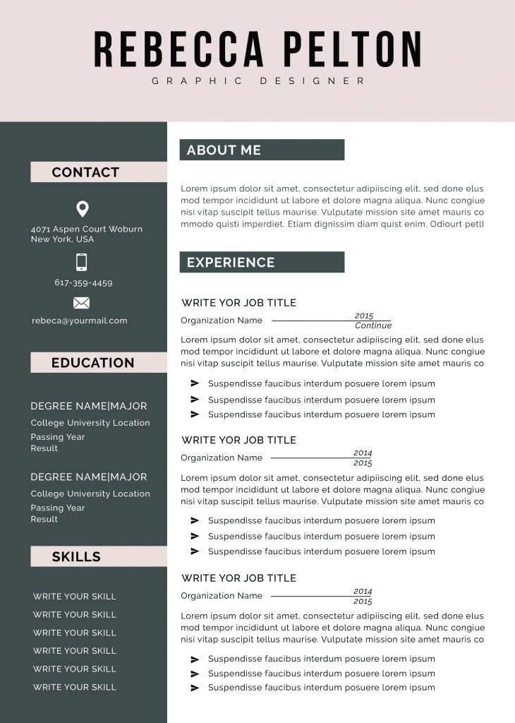 Professional Resume Template | Modern Cv Template For Word | Cover