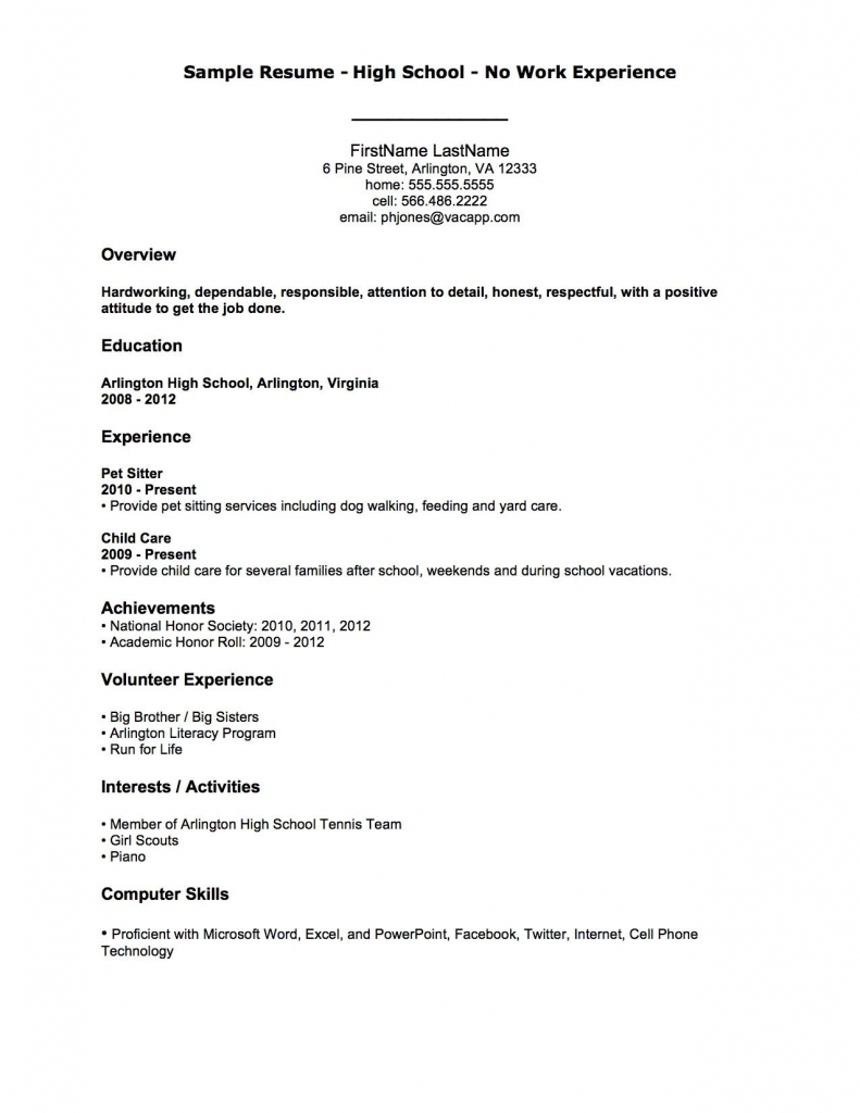 Resume Sample For Job With No Experience - Ferdin.yasamayolver