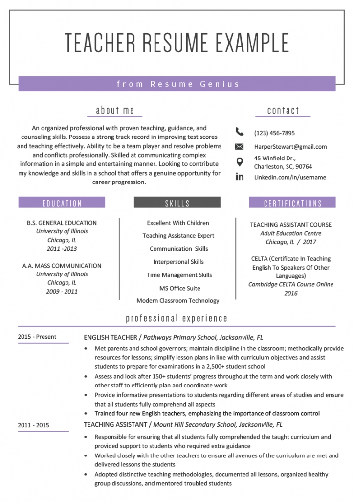 Teacher Resume Samples &amp; Writing Guide | Resume Genius