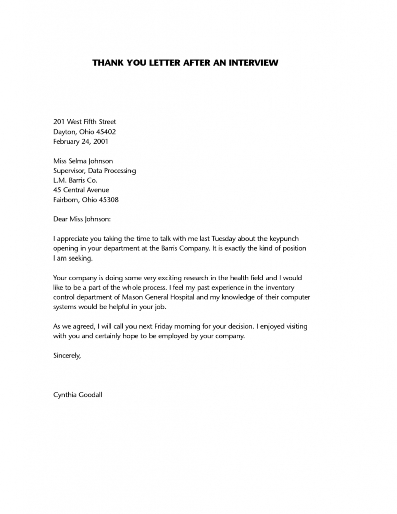 Thank You Letter For Job Shadow Sample Cover Templates After