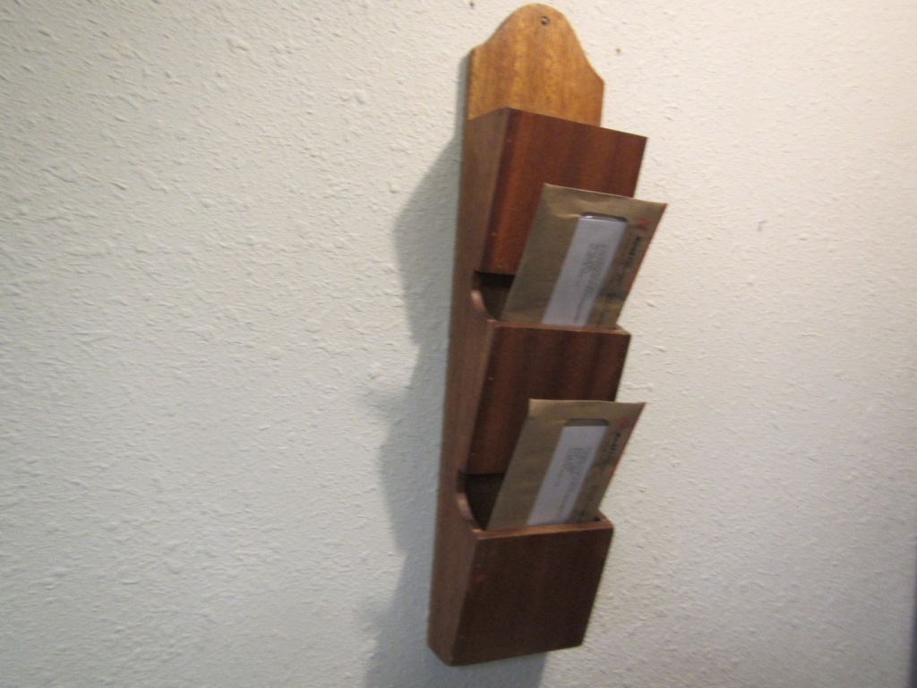 Wood Mail Holder , 3 Section Mail Organizer, Wall Mount Letter Shelf