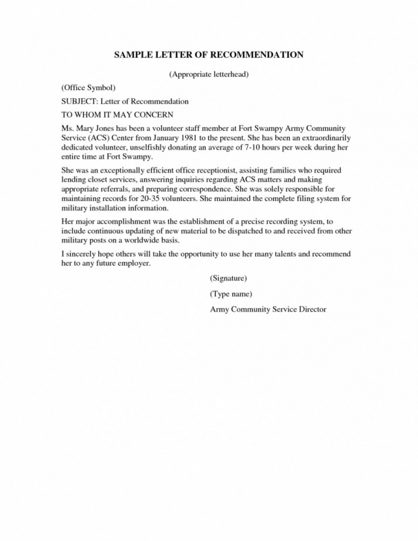 Sample Of Community Service Letter Free Letter Templates