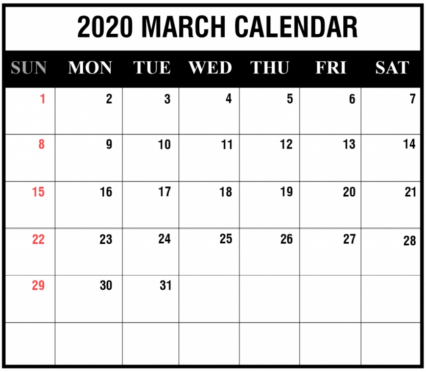 Editable Printable Calendar 2020