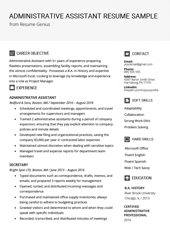 Administration Resume Example