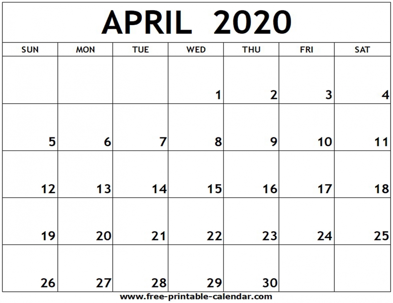 April 2020 Printable Calendar