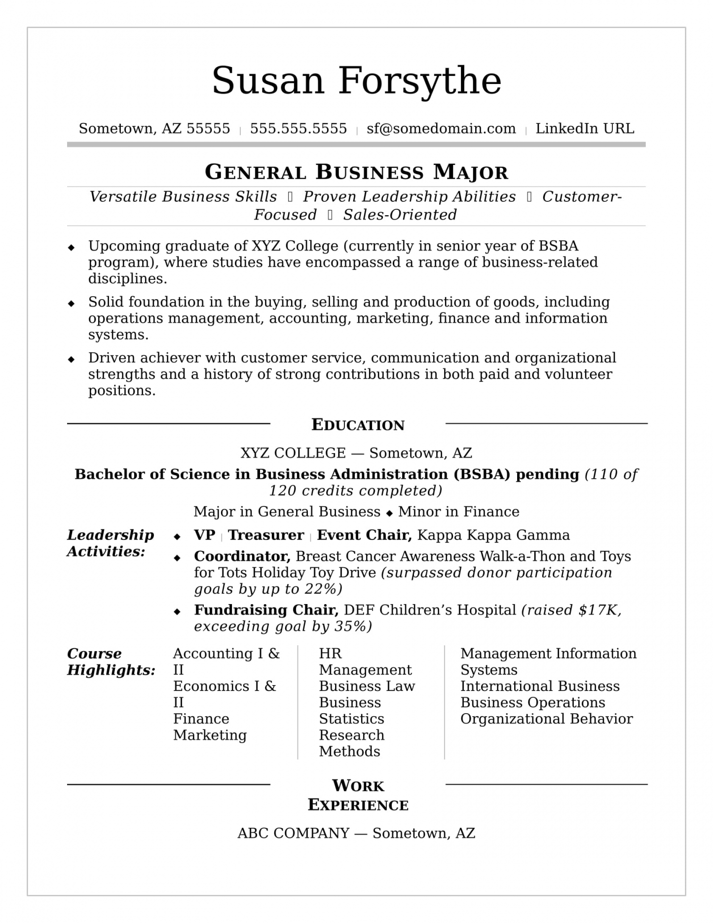 Resume Example College