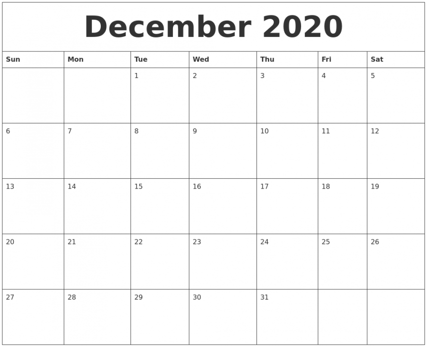 2020 Printable Calendar Pages