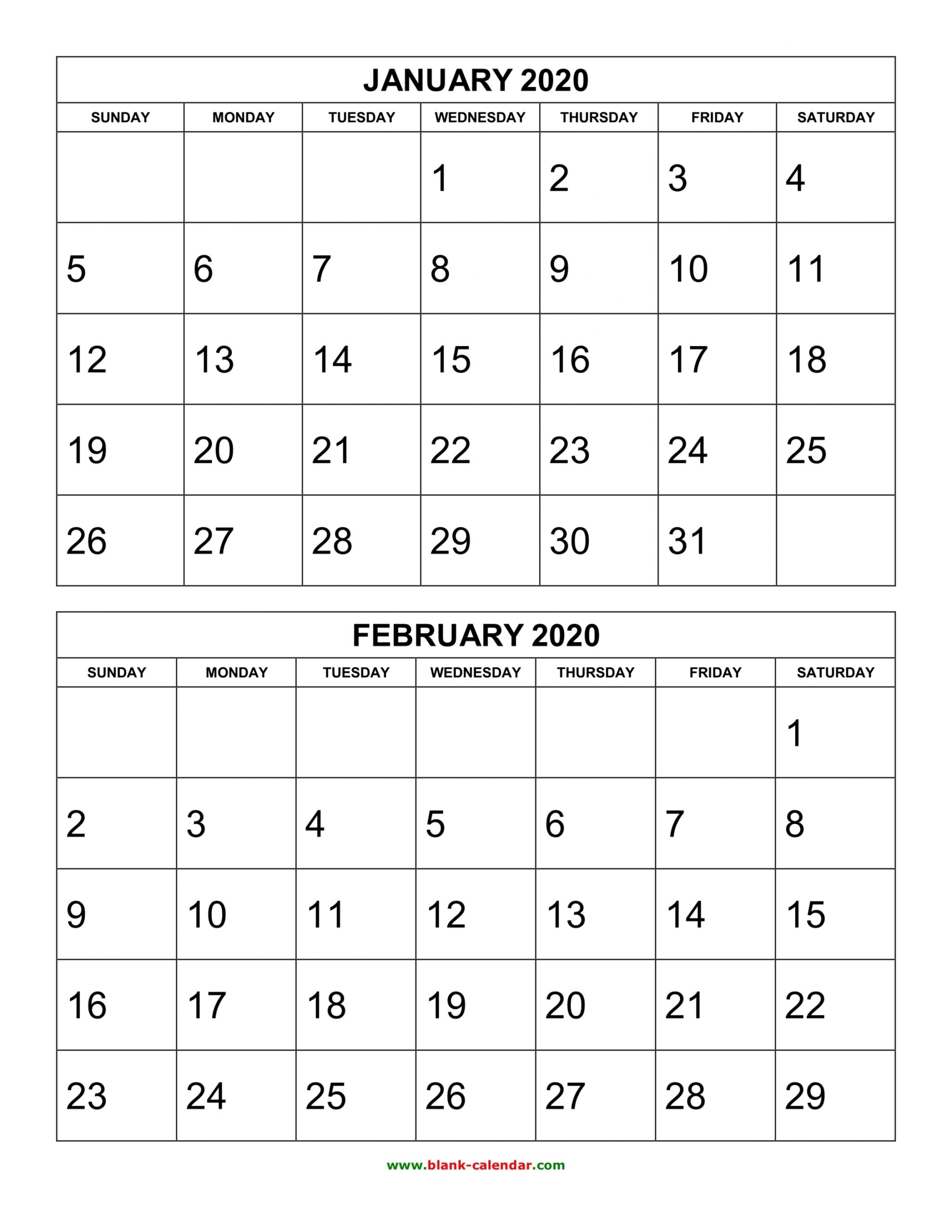 2020 Printable Calendar Pages