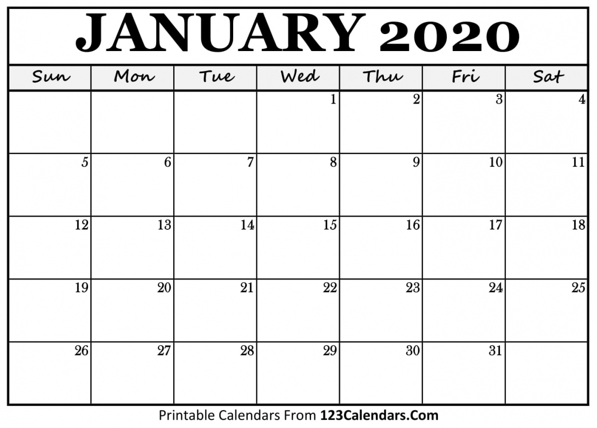 2020 Calendar Printable Calendar