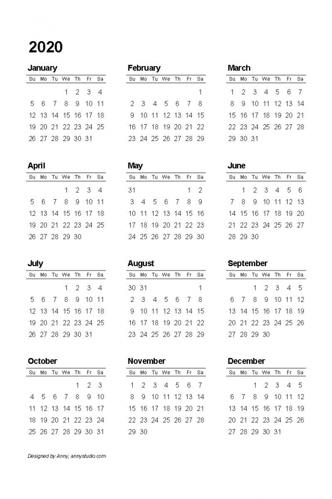 Printable 2020 Calendar Pdf