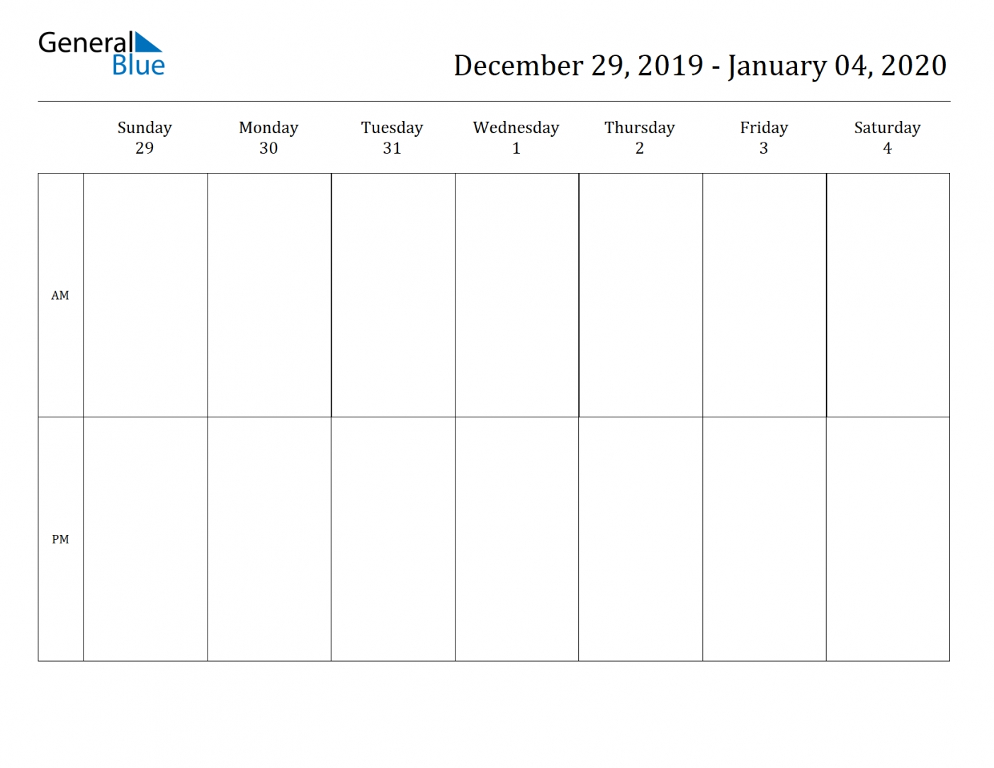 Free Printable Weekly Calendar 2020