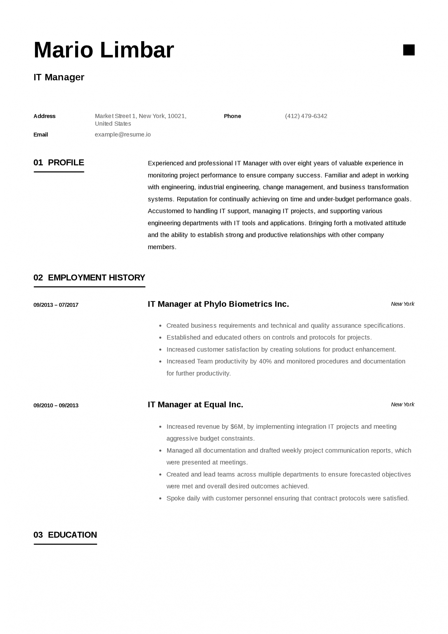 Example Of Perfect Resume Free Letter Templates