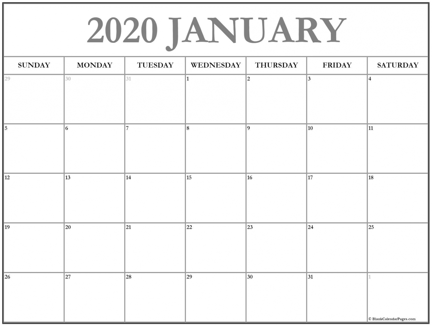 2020 Printable Calendar Pages