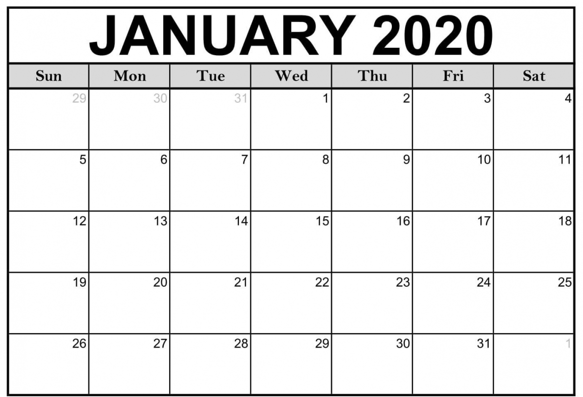 January 2020 Printable Calendar