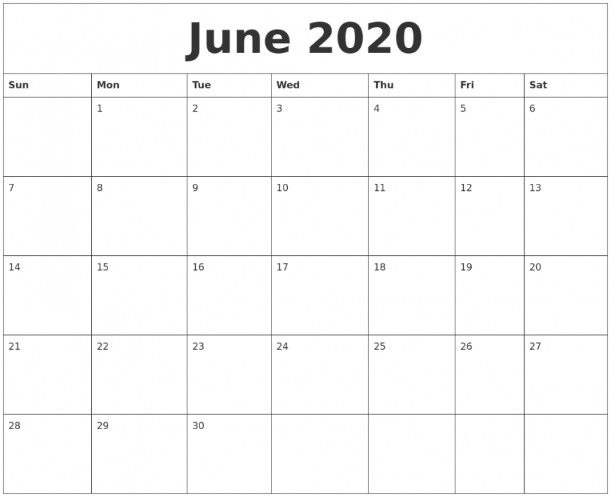 2020 Printable Calendar Pages