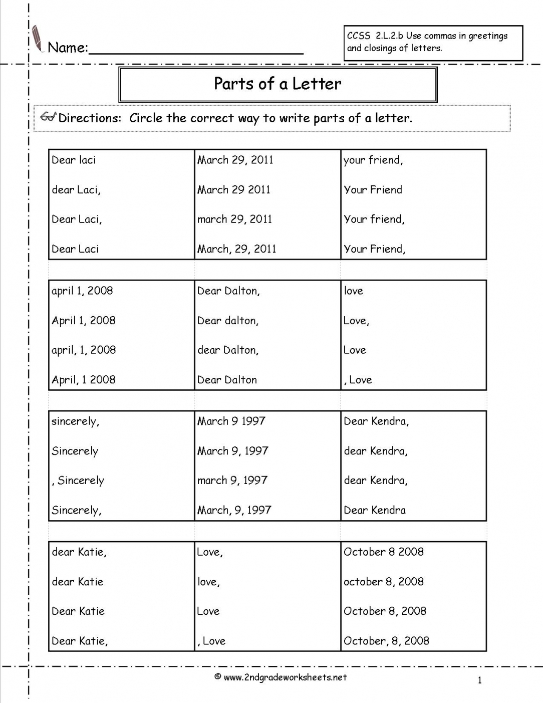 Parts Of The Letter