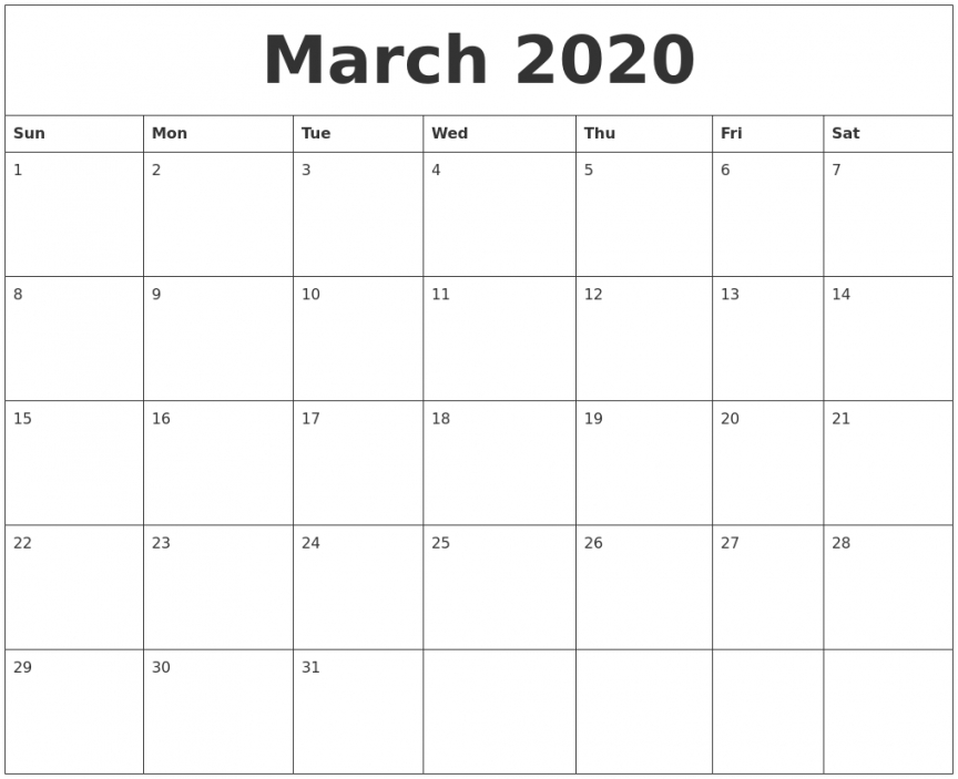 Free Online Printable Calendars 2020