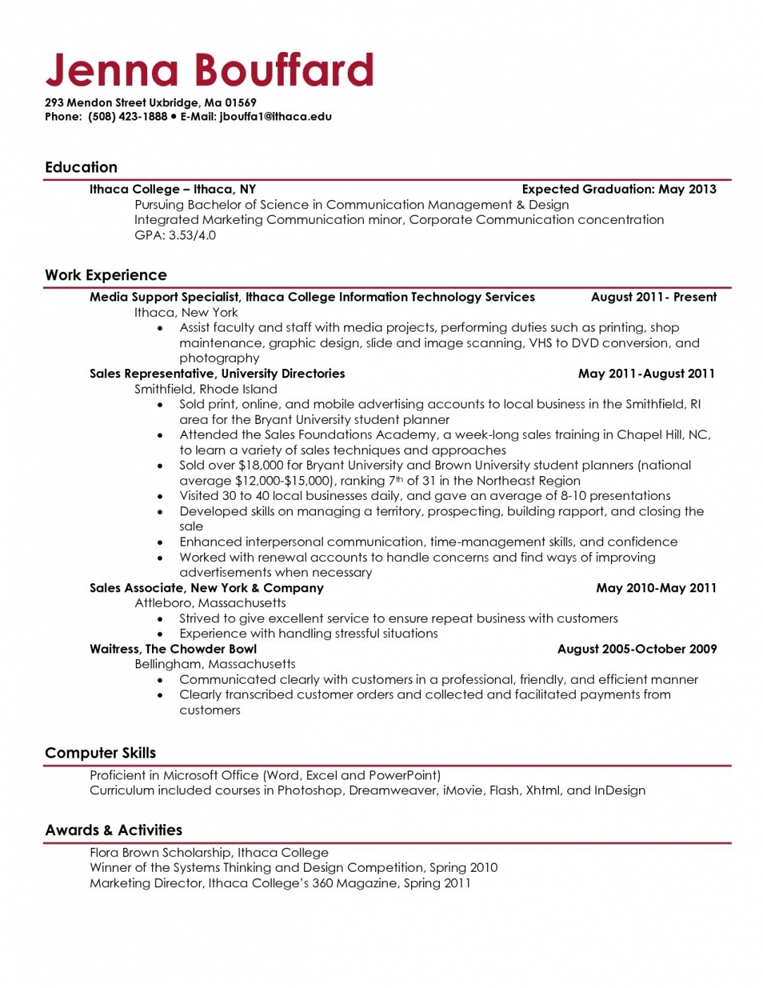 Resume Example College