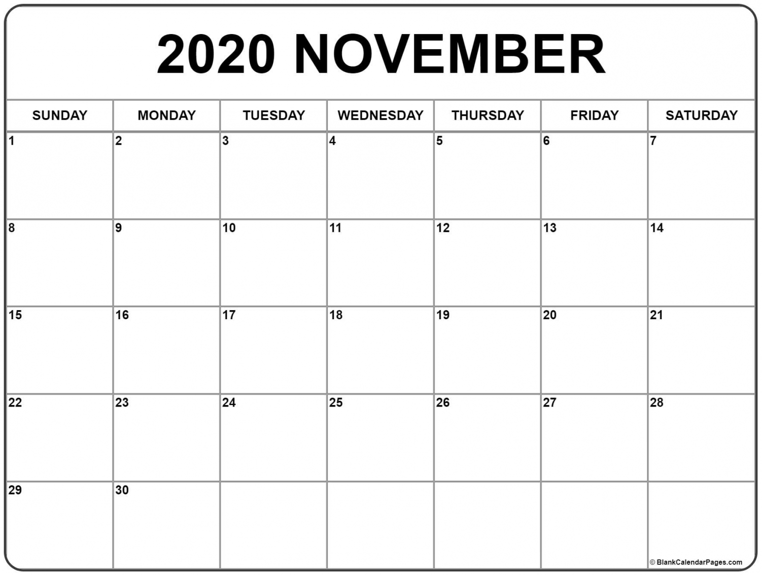 November 2020 Printable Calendar