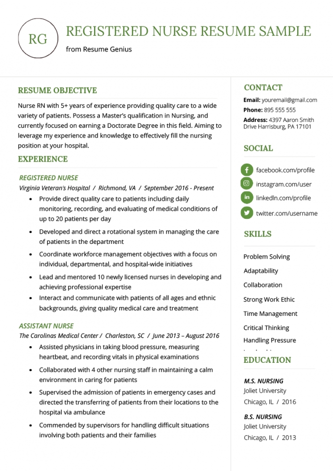 Resume Examples Nursing