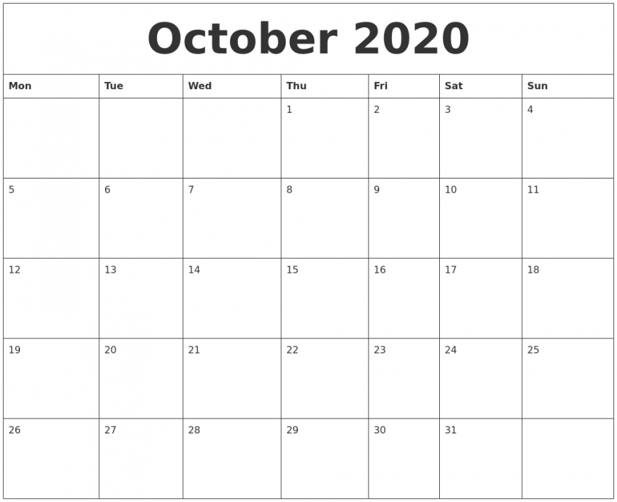 Free Online Printable Calendars 2020