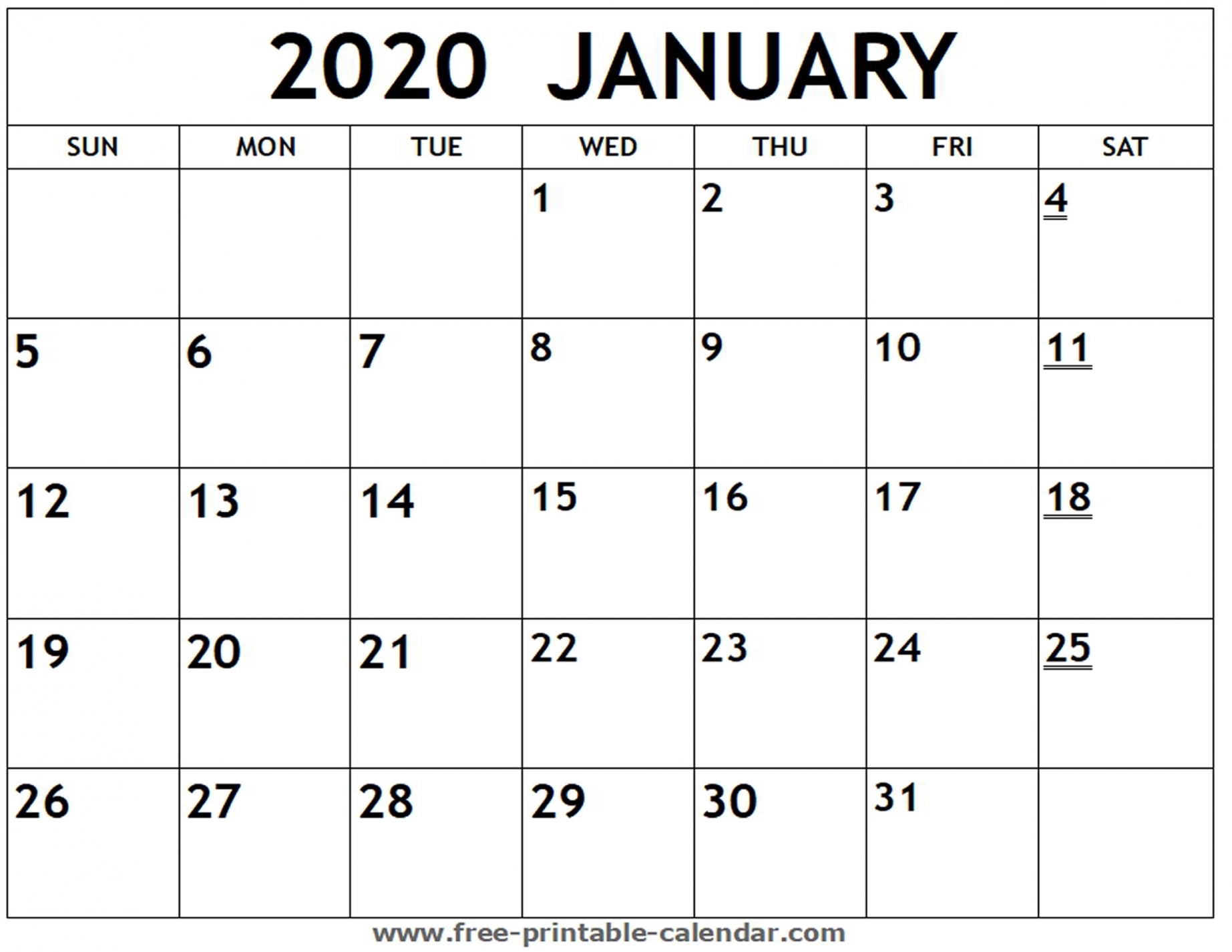 2020 Monthly Printable Calendars