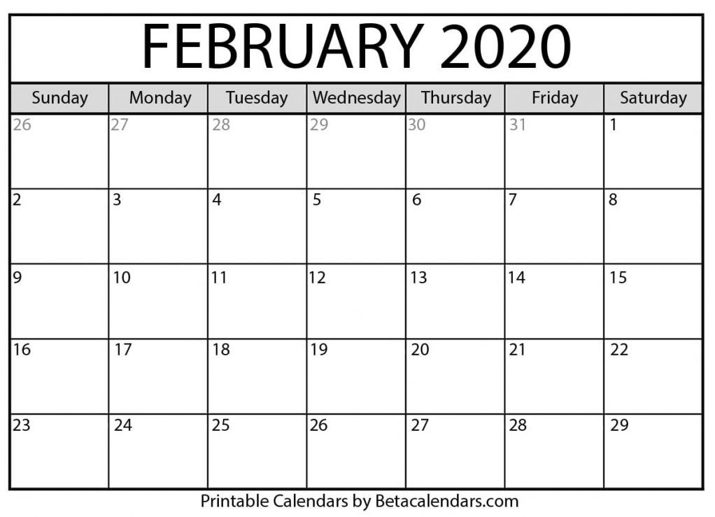 Blank 2020 Calendar Printable